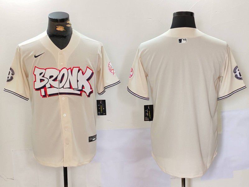 Men New York Yankees Blank Cream joint name 2024 Nike MLB Jersey style 1